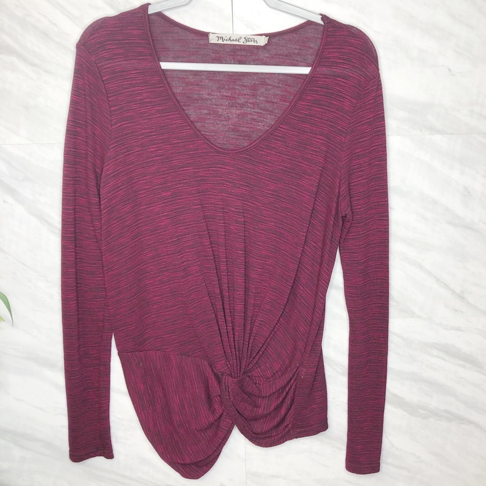 Michael Stars Ruched Front L/S Top One Size - Picture 2 of 4
